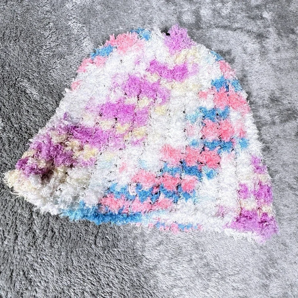 Handmade Crochet Baby Blanket Hat Scarf Set‎ 44x33 Pastel Nursery Gift